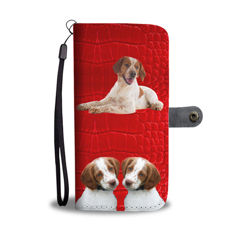 Brittany dog On Red Print Wallet Case