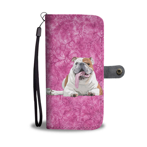 Bulldog On Pink Print Wallet Case