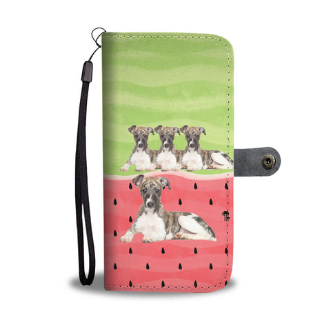 Whippet Dog Print Wallet Case