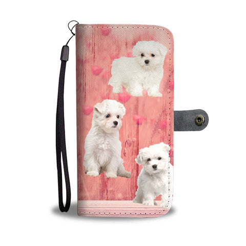 Maltese Dog On Pink Print Wallet Case