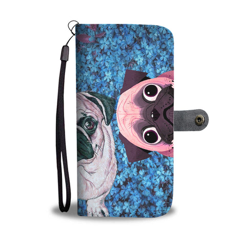 Lovely Pug Dog Print Wallet Case