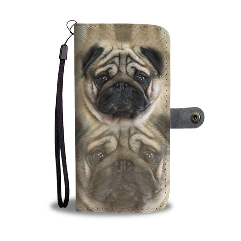 Pug Dog Face Print Wallet Case