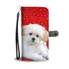 Maltese Dog With Red Print Wallet Case