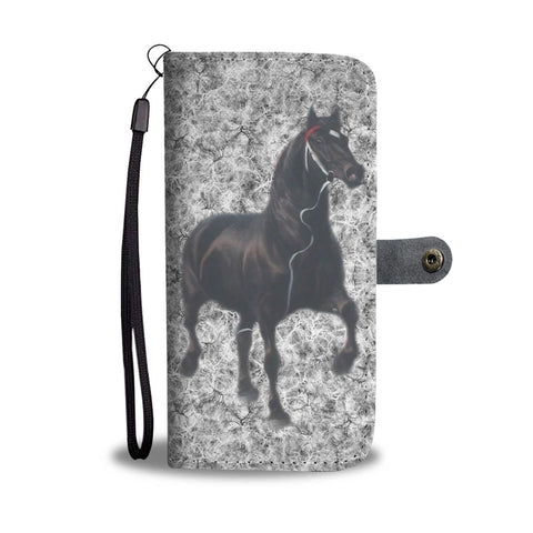 Percheron Horse On Black White Print Wallet Case