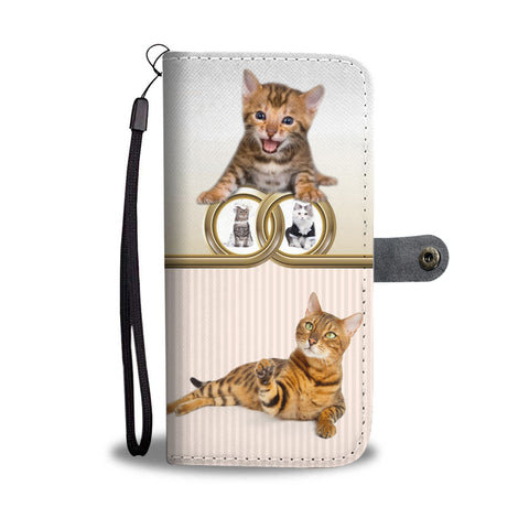 Cute Bengal Cat Print Wallet Case