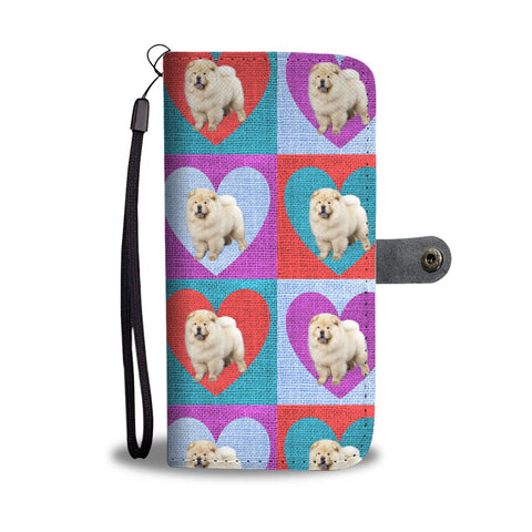 Chow Chow Dog In Hearts Print Wallet Case