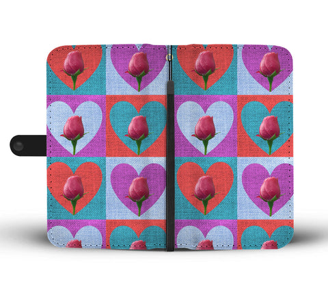 Love Rose Print Wallet Case