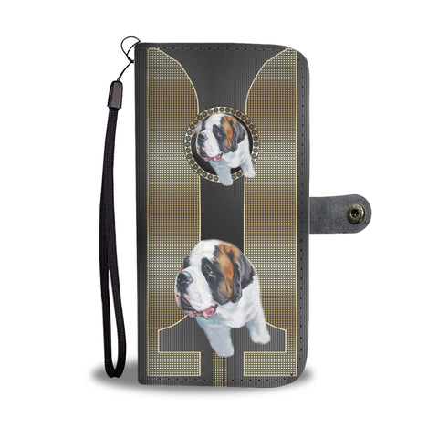 Cute Saint Bernard Dog Print Wallet Case