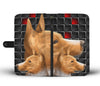Cute Three Basenji Dog with red Squares Print Wallet Case