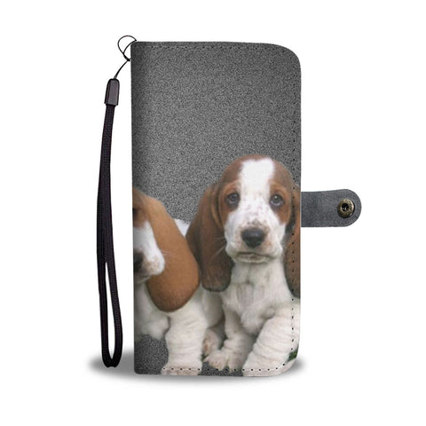 Cute Basset Hound Puppies Print Wallet Case