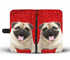 Pug On Red Print Wallet Case