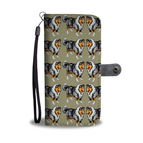 Rough Collie Dog 2nd Pattern Print Wallet Case