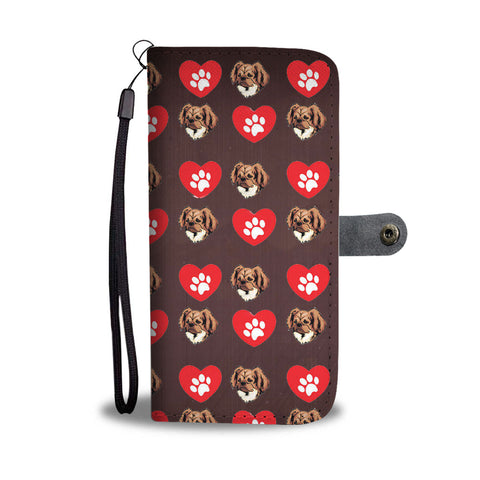 Tibetan Spaniel Dog with paws Patterns Print Wallet Case