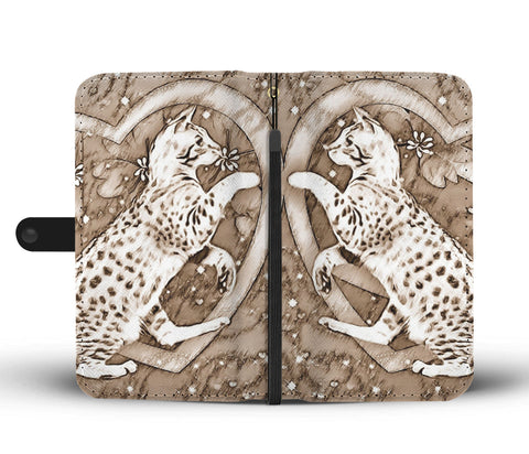 Ocicat in heart Print Wallet Case