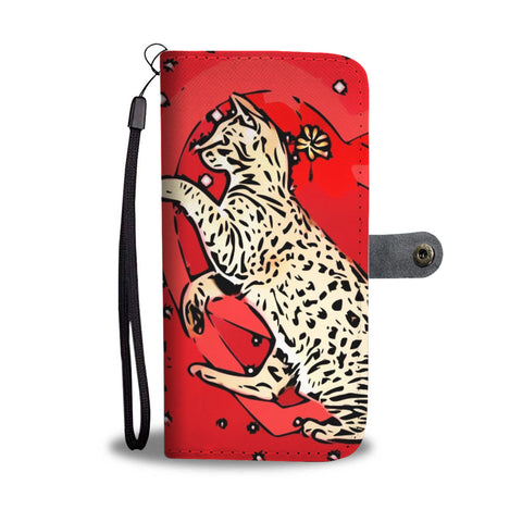 Ocicat in heart Print On Red Wallet Case