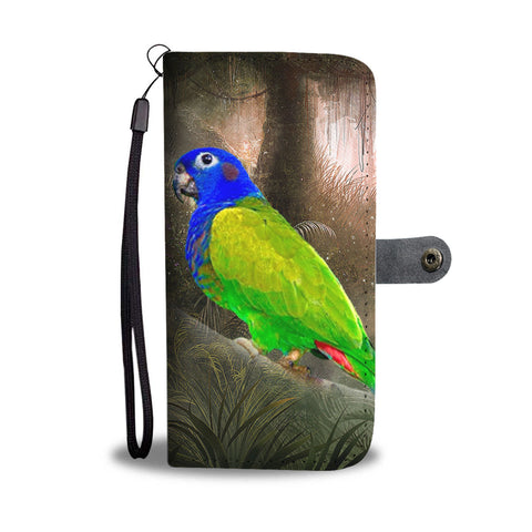 Blue Headed Parrot Print Wallet Case