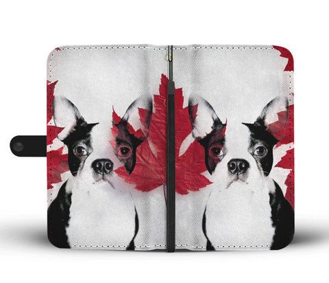 Cute Boston Terrier Print Wallet Case