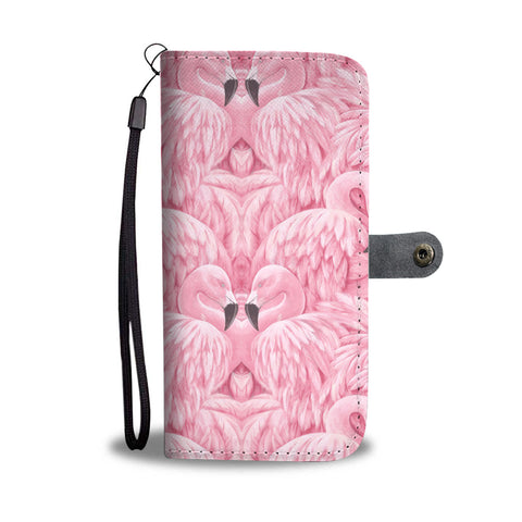 Pink Flamingo Print Wallet Case