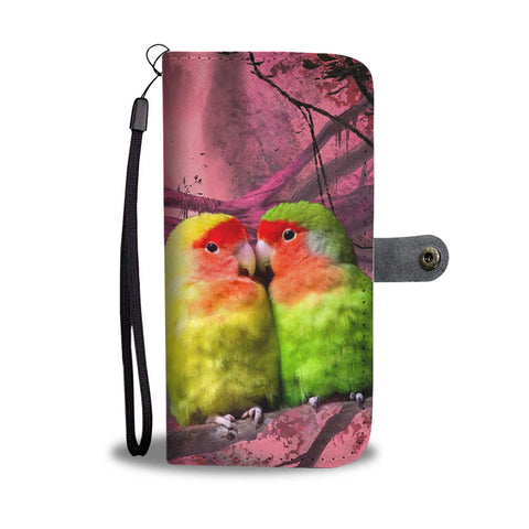 Peach Faced Lovebird Print Wallet Case