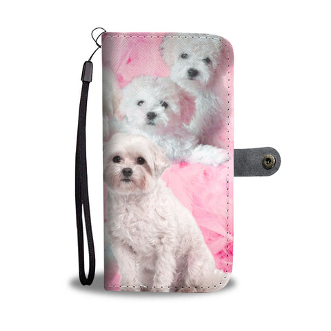 Cute Bolognese Dog Print Wallet Case