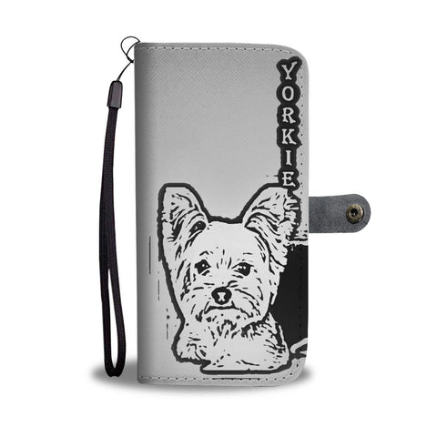 Cute Yorkie With Love Print Wallet Case