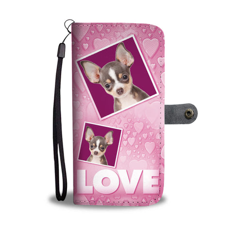 Chihuahua Dog with Love Print Wallet Case