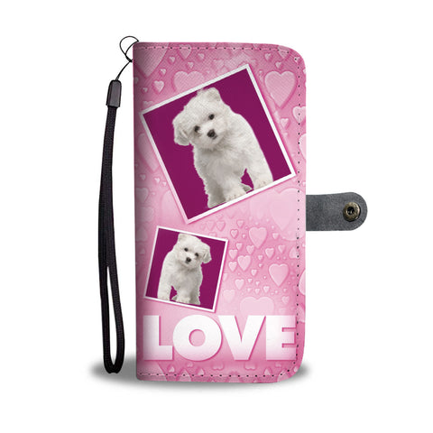 Maltese Dog with Love Print Wallet Case