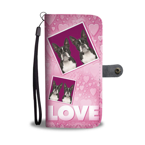 Boston Terrier with Love Print Wallet Case