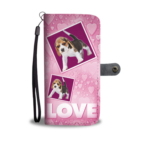 Beagle Dog with Love Print Wallet Case