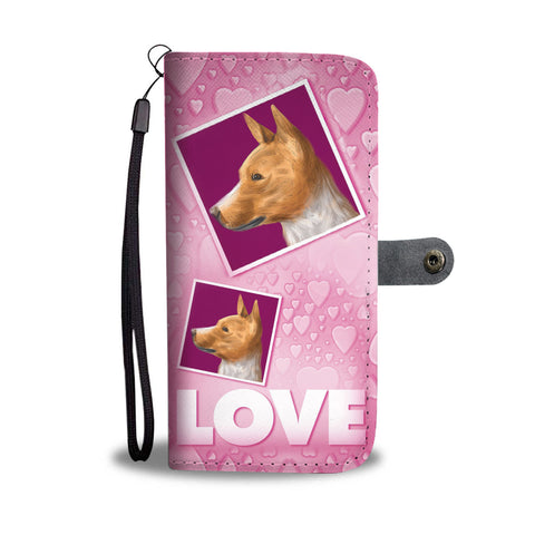 Basenji Dog with Love Print Wallet Case