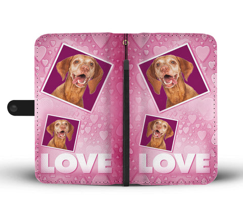 Vizsla Dog with Love Print Wallet Case