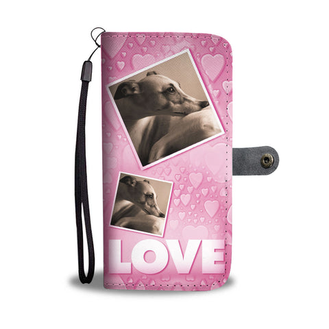 Whippet Dog with Love Print Wallet Case