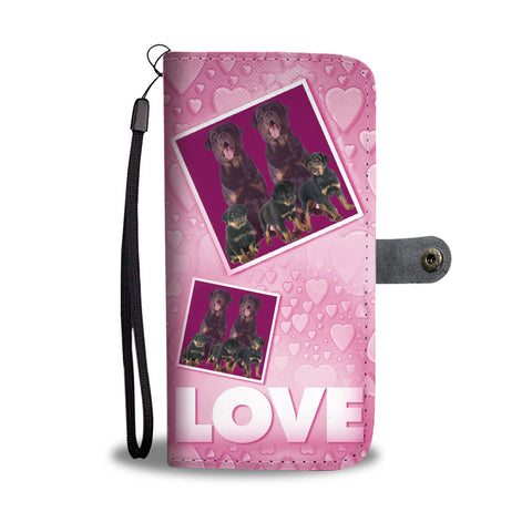 Rottweiler Dog with Love Print Wallet Case