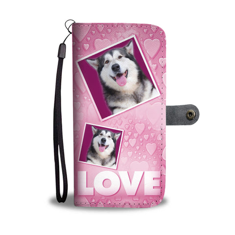 Siberian Husky Dog with Love Print Wallet Case