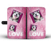 Siberian Husky Dog with Love Print Wallet Case