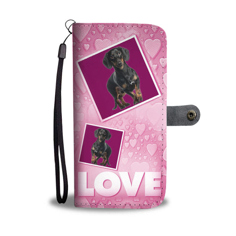 Dachshund Dog with Love Print Wallet Case