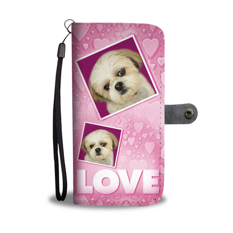 Shih Tzu Dog with Love Print Wallet Case