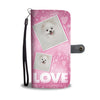 Pomeranian Dog with Love Print Wallet Case