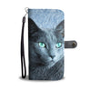 Lovely Russian Blue Cat Print Wallet Case