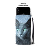 Lovely Russian Blue Cat Print Wallet Case