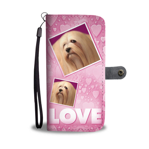 Lhasa Apso Dog with Love Print Wallet Case