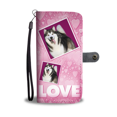 Alaskan Malamute dog with Love Print Wallet Case