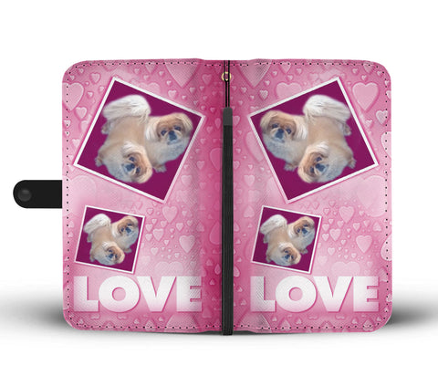 Pekingese Dog with Love Print Wallet Case