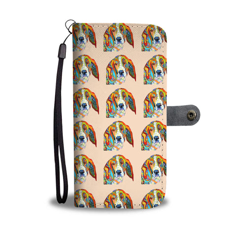 Basset Hound Dog Art Pattern Print Wallet Case