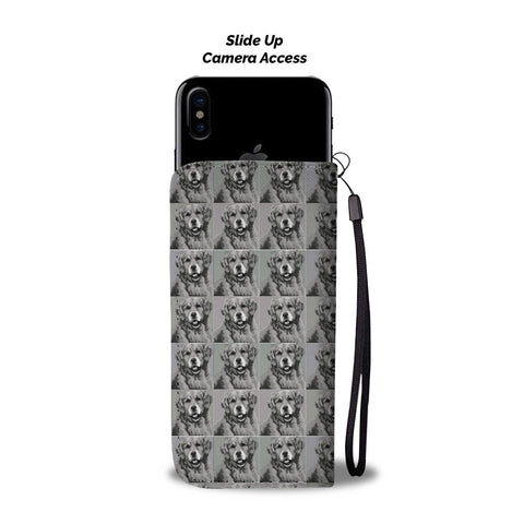 Golden Retriever Dog Black&White Pattern Print Wallet Case