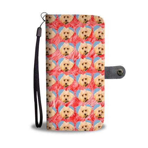 Poodle Dog In Heart Pattern Print Wallet Case