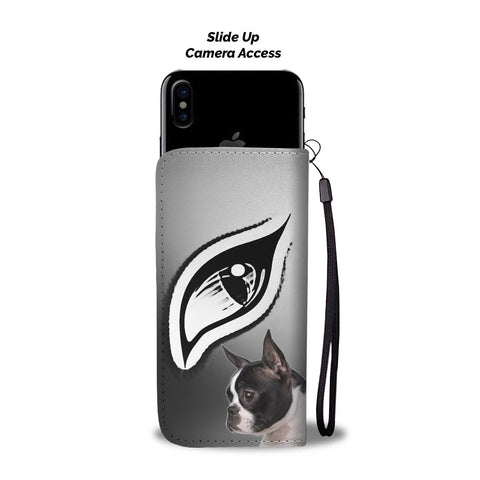 Boston Terrier Eyes Print Wallet Case