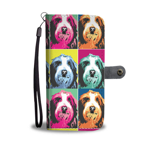 Bearded Collie Pattern Print Wallet Case