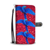 Hyacinth Macaw Parrot On Red Hearts Print Wallet Case