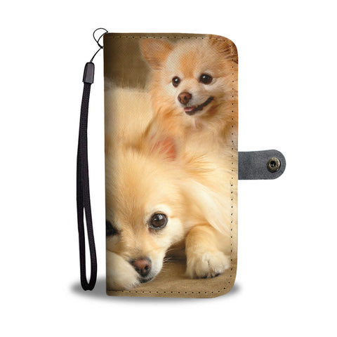 Cute Pomeranian Dog Print Wallet Case